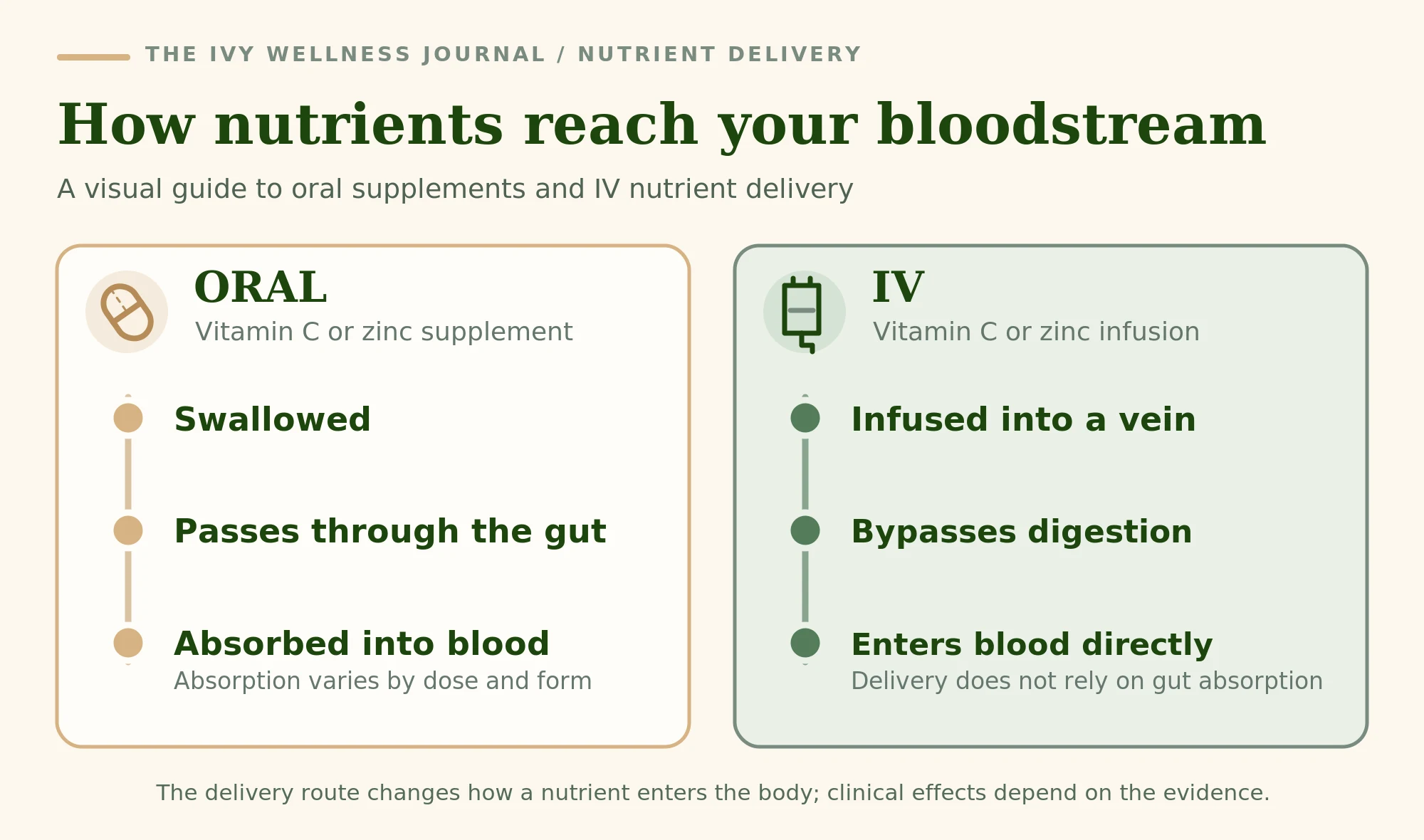 Oral and IV nutrient delivery: two routes into the bloodstream